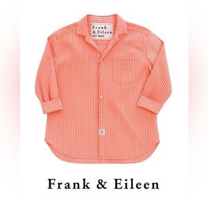 Frank & Eileen Mackenzie orange and white striped shirt dress one size